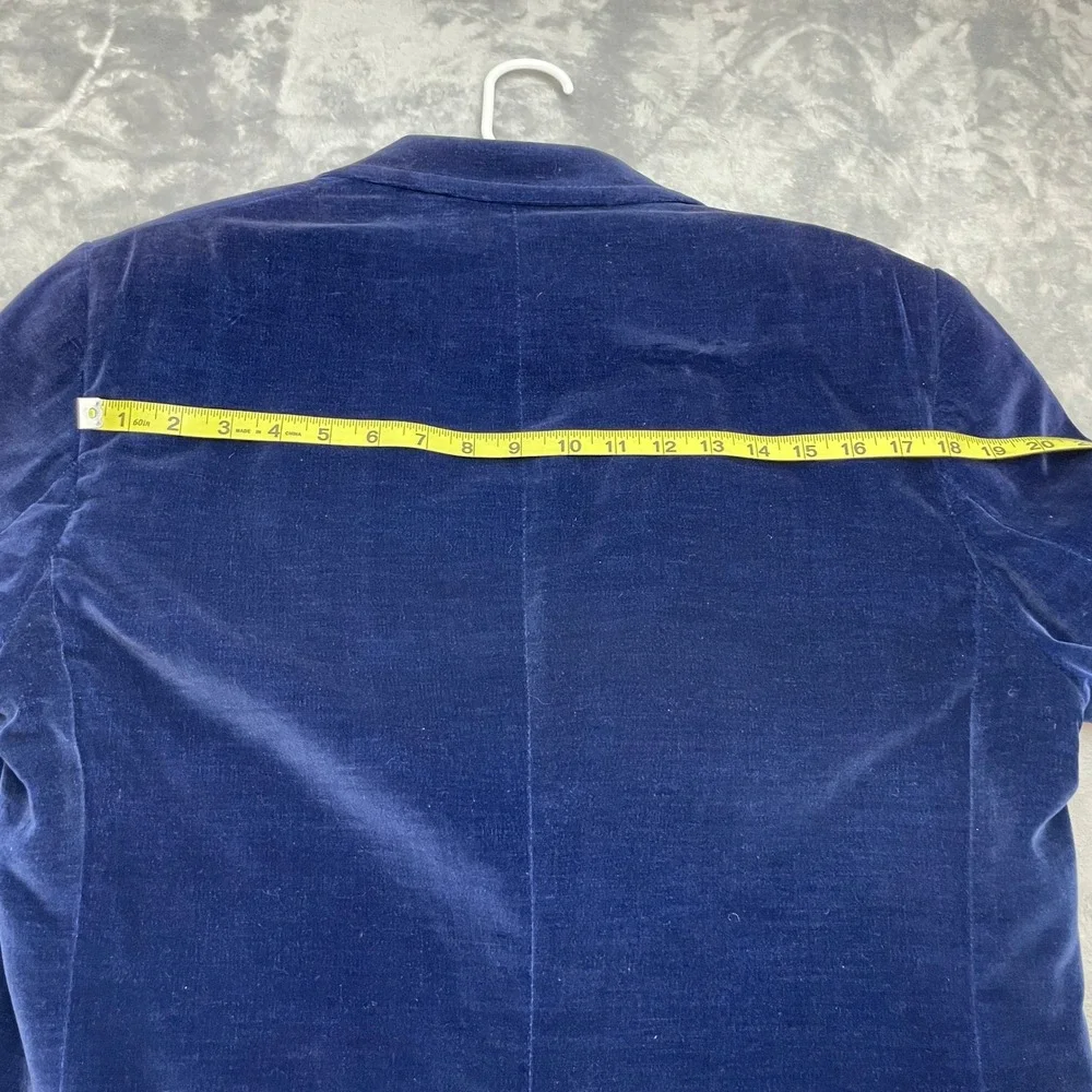 Vtg Cortefiel Mens Velvet Smoking Jacket Sz 44L Blue Tailored Dinner Coat Spain